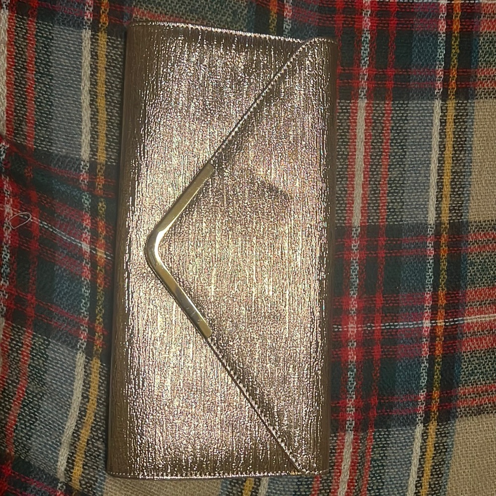 Large champagne clutch with removable chain